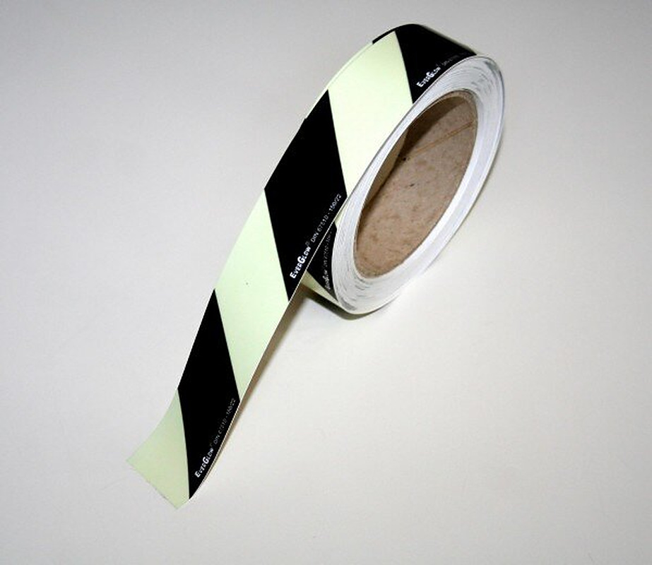 Everglow Warnmarkierungsband schwarz schraffiert rechtsweisend - 6cm