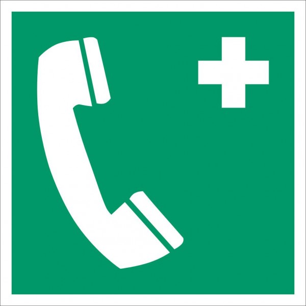 Everglow Rettungszeichen Schild Notruftelefon ASR A1.3 ISO 7010-E004 - 20m - 20cm