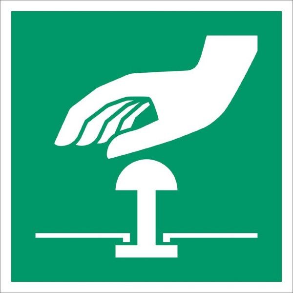 Everglow Rettungszeichen Aufkleber Not-Halt-Knopf ISO 7010 20x20cm