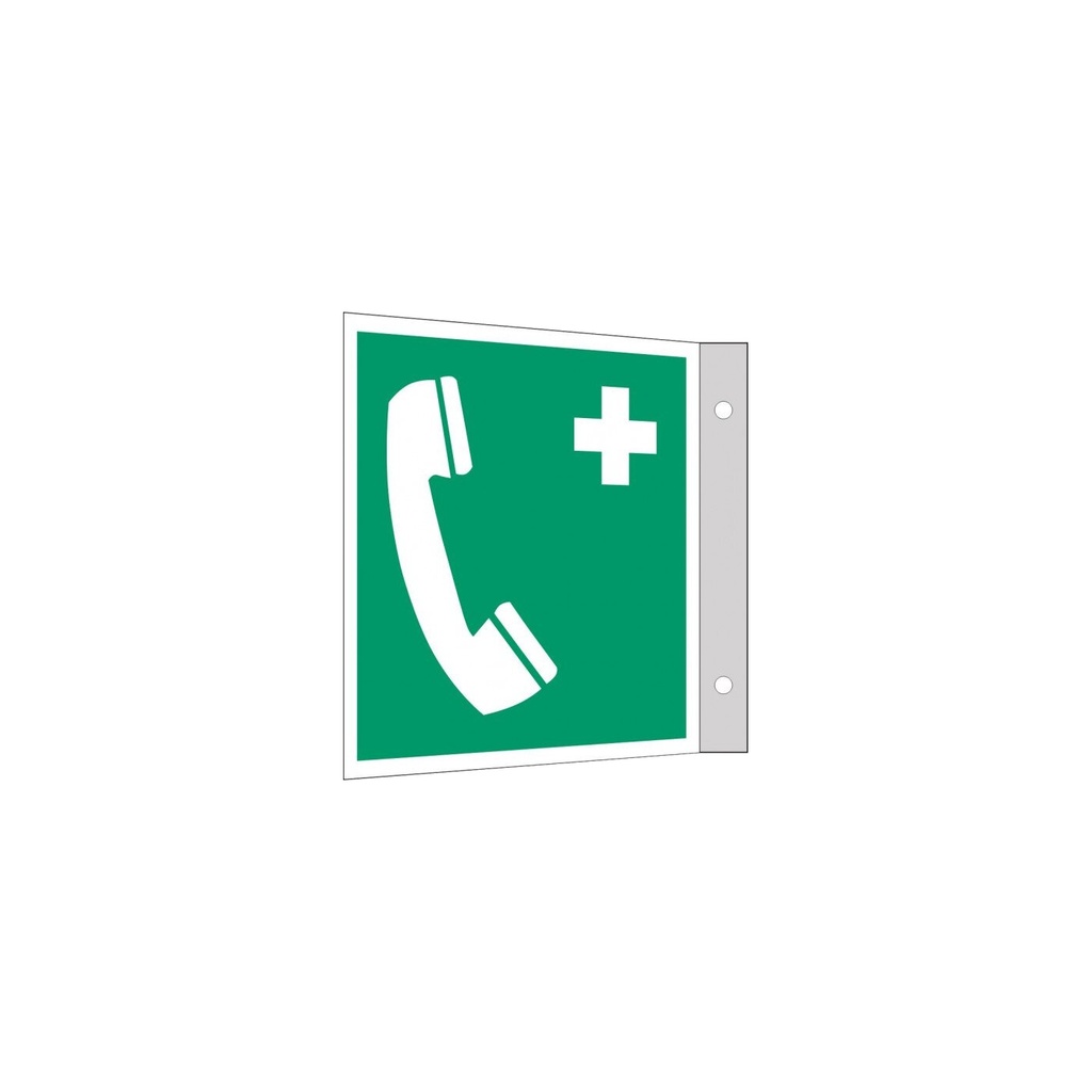 Everglow Rettungszeichen Fahnenschild Notruftelefon - 15cm - 15cm