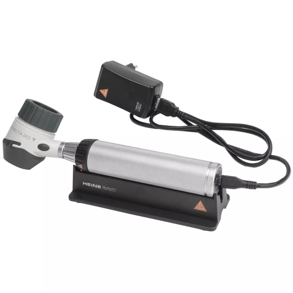 HEINE Delta 20T Dermatoskop mit Kontaktscheibe mit Skala, BETA 4 USB Ladegriff mit USB Kabel und Steckernetzteil