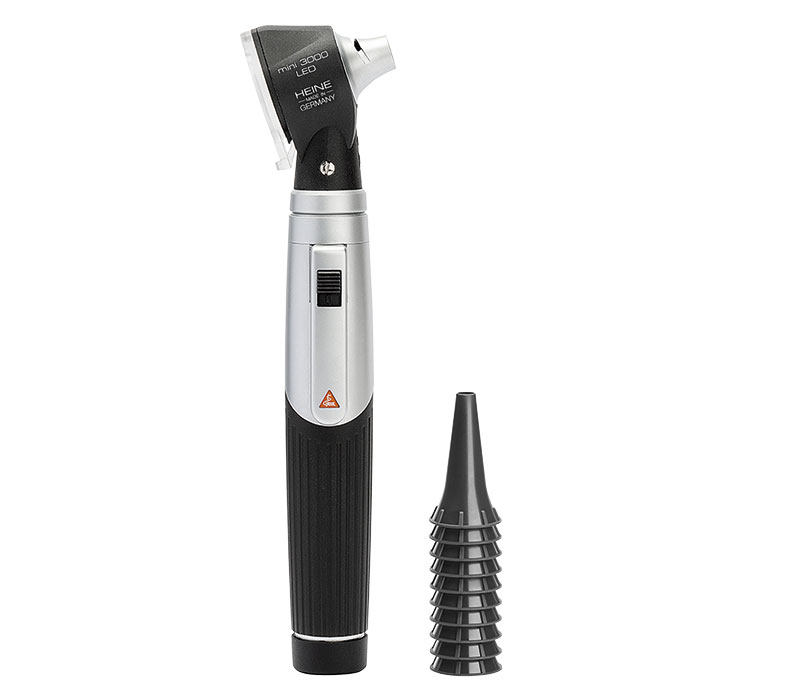 HEINE mini 3000© Otoskop Kit 2,5V - Batteriegriff + AllSpec Einweg-Tips - schwarz