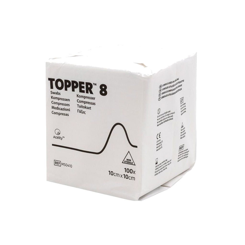 Topper 8 Vlieskompressen - 10cm - 10cm - 75x2 Stück