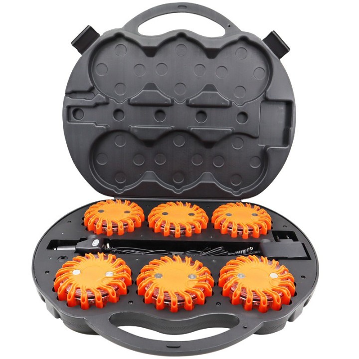 Powerflare LED Warnleuchte 6er Set im Koffer - orange