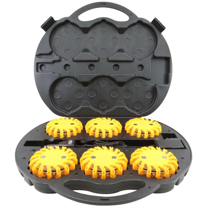 Powerflare LED Warnleuchte 6er Set im Koffer - gelb