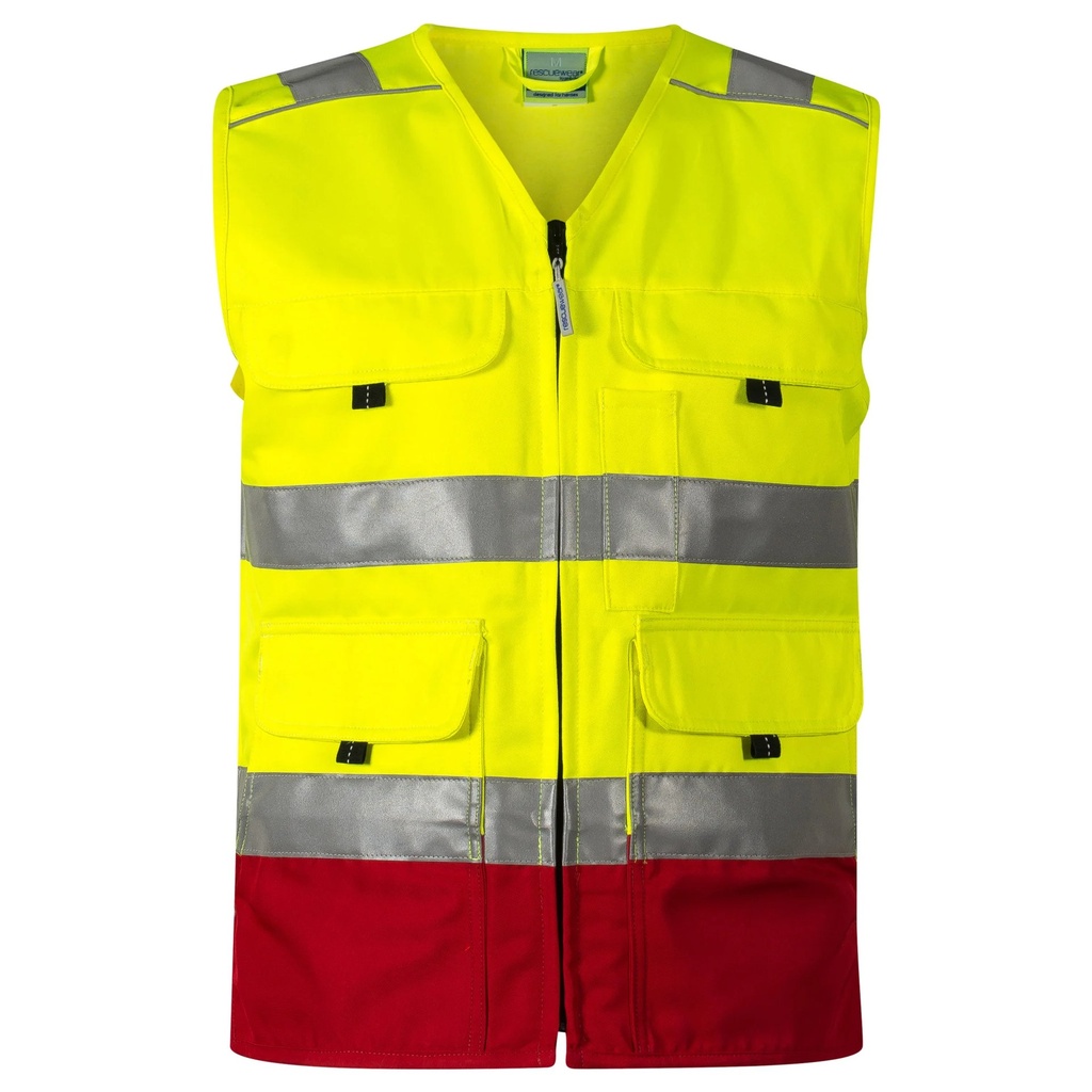 Rescuewear Sommerweste HiVis Klasse 1 Rot / Neon Gelb - 3XL