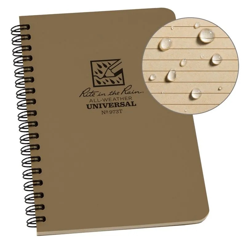 Rite in the Rain Notizbuch Side-Spiral 11,75x17,8cm - braun - Universal
