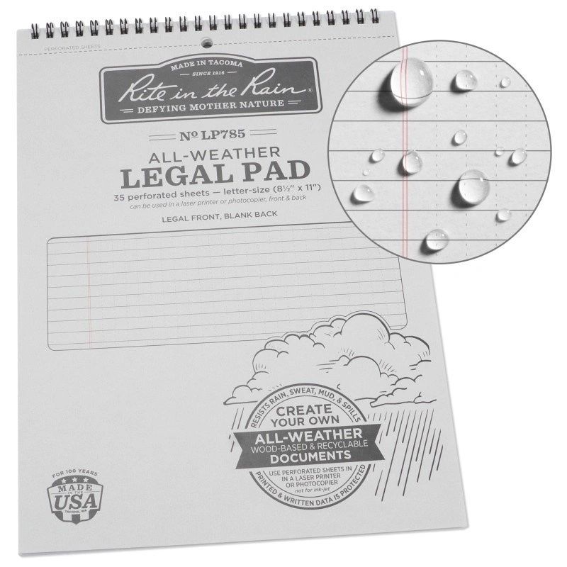 Rite in the Rain Notizblock Legal Pad Top-Spiral 21,6x27,9cm