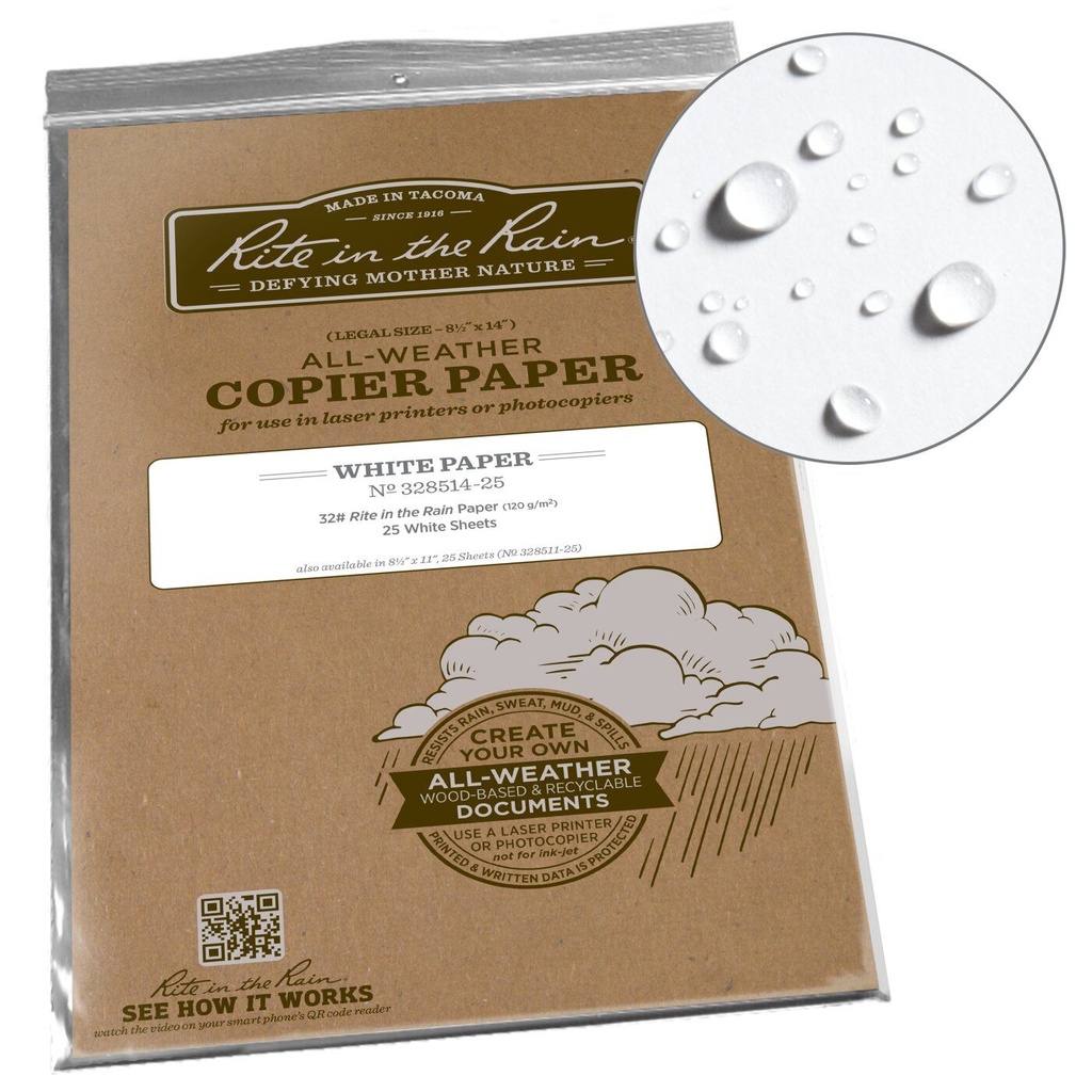Rite in the Rain Kopierpapier Letter 25 Blätter 120g/m2 weiss