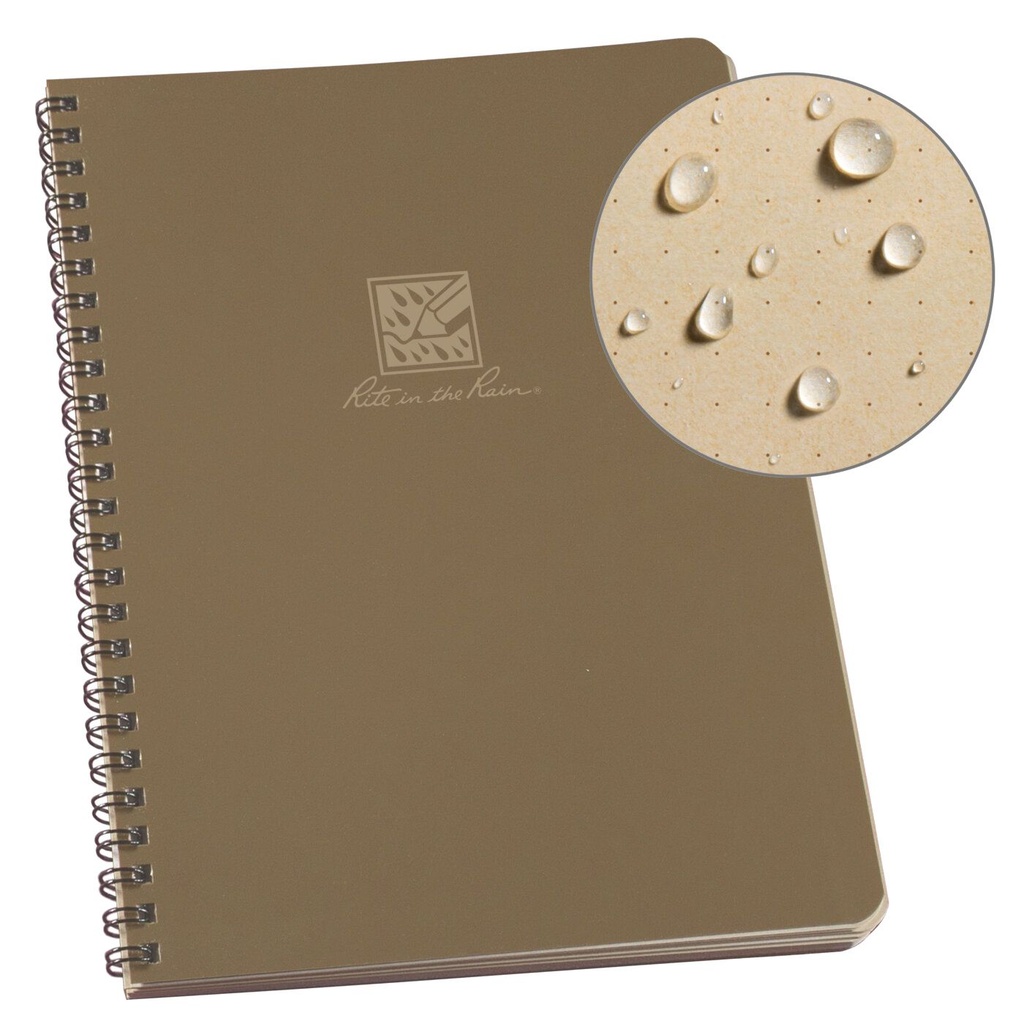 Rite in the Rain Notizbuch LG Side-Spiral 16,8x21,6cm - tan - Punktgitter