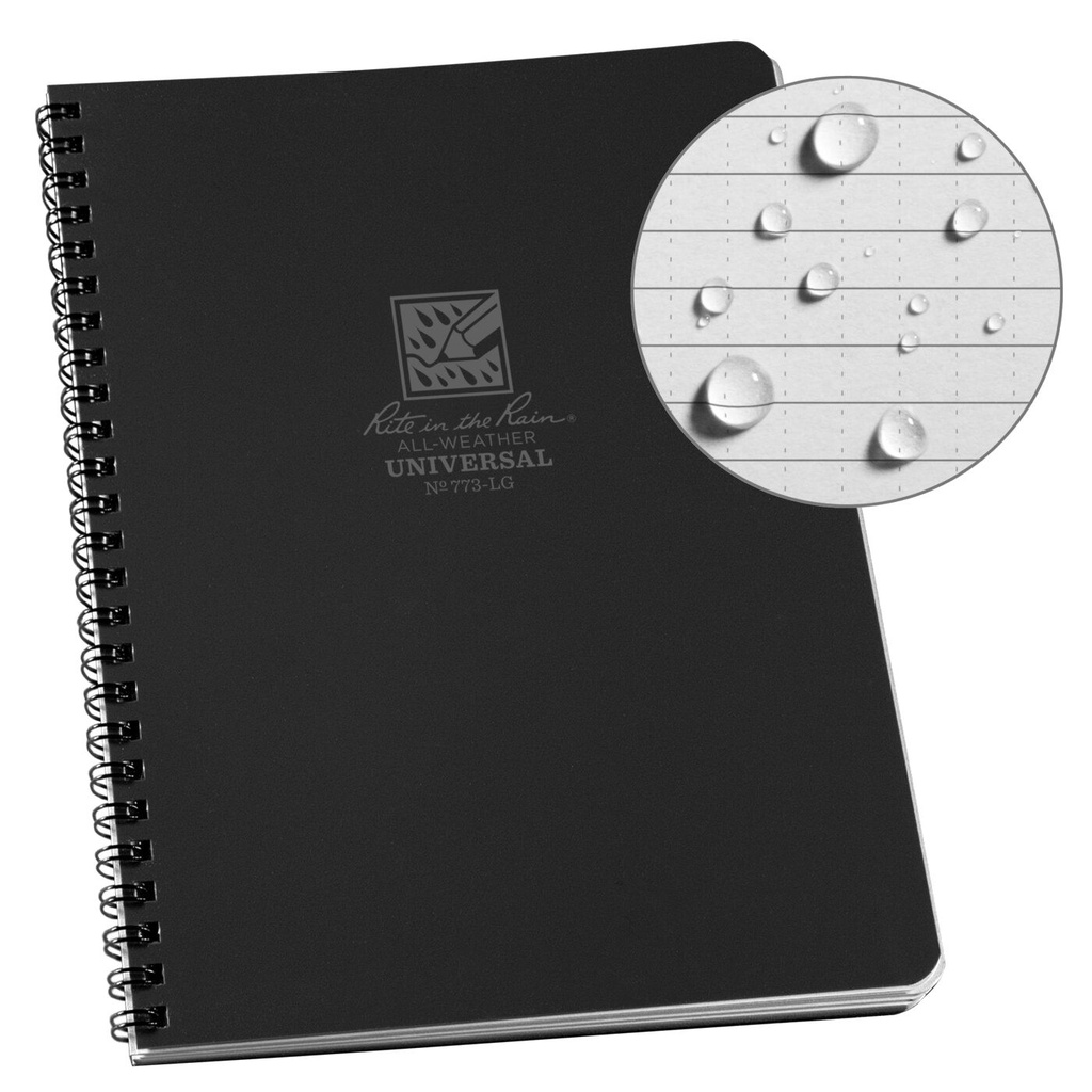 Rite in the Rain Notizbuch LG Side-Spiral 16,8x21,6cm - schwarz - Universal