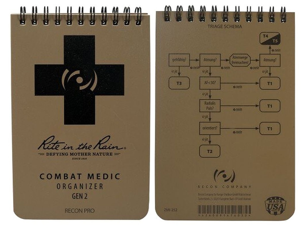 Rite in The Rain Combat Medic Organizer Gen 2 mit 35 Verwundetenkarten, 103x153mm