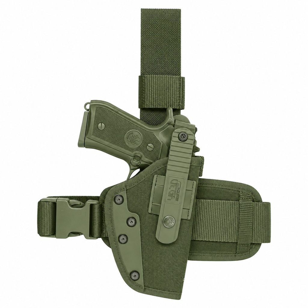 Vega Holster Oberschenkelholster aus Cordura für L/Auto, L/Auto Compact, M/Auto - grün - Large Auto, Beretta 92/98