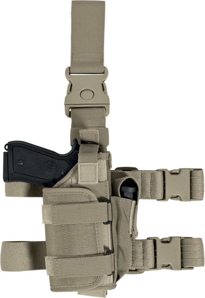 Vega Holster taktisches Oberschenkelholster für Pistolen mit Taschenlampe/Laser - tan