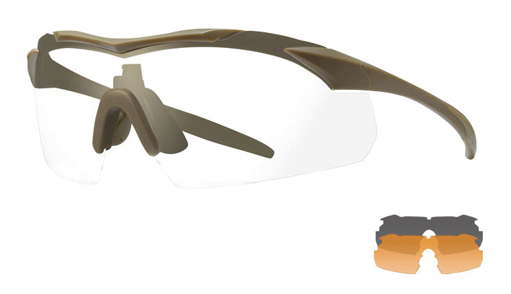 Wiley X Vapor Comm 2.5 Sonnenbrille Set Grau/Klar/Orange - grün