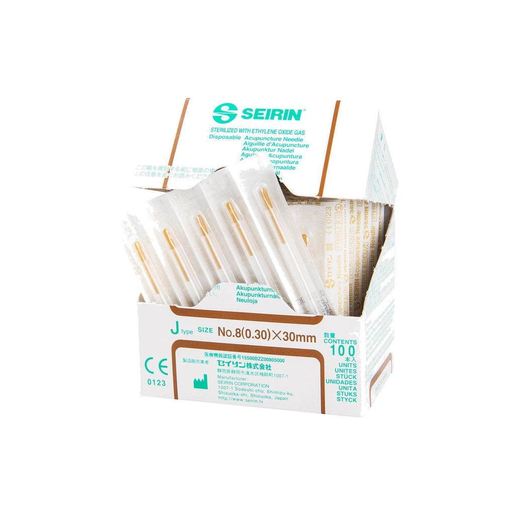Seirin J-Typ Akupunkturnadeln mit Führungsrohr - ⌀0.3mm - 30mm - braun