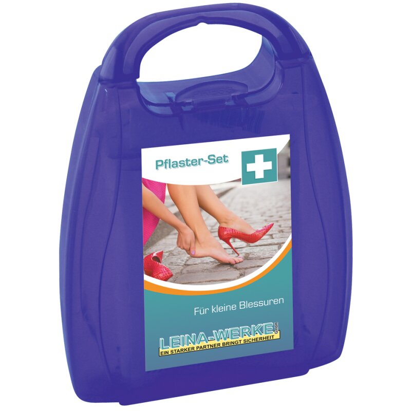 Erste Hilfe-Box gefüllt - Pflaster - violett