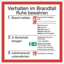 Everglow Rettungszeichen Aufkleber Verhalten im Brandfall 20x20cm