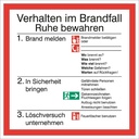 Everglow Rettungszeichen Schild Verhalten im Brandfall 20x20cm