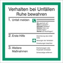 Everglow Rettungszeichen Aufkleber Verhalten bei Unfällen 20x20cm