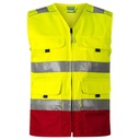 Rescuewear Sommerweste HiVis Klasse 1 Rot / Neon Gelb