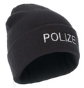 Strickmütze mit retroreflektierendem Polizei Stick, Beanie, schwarz